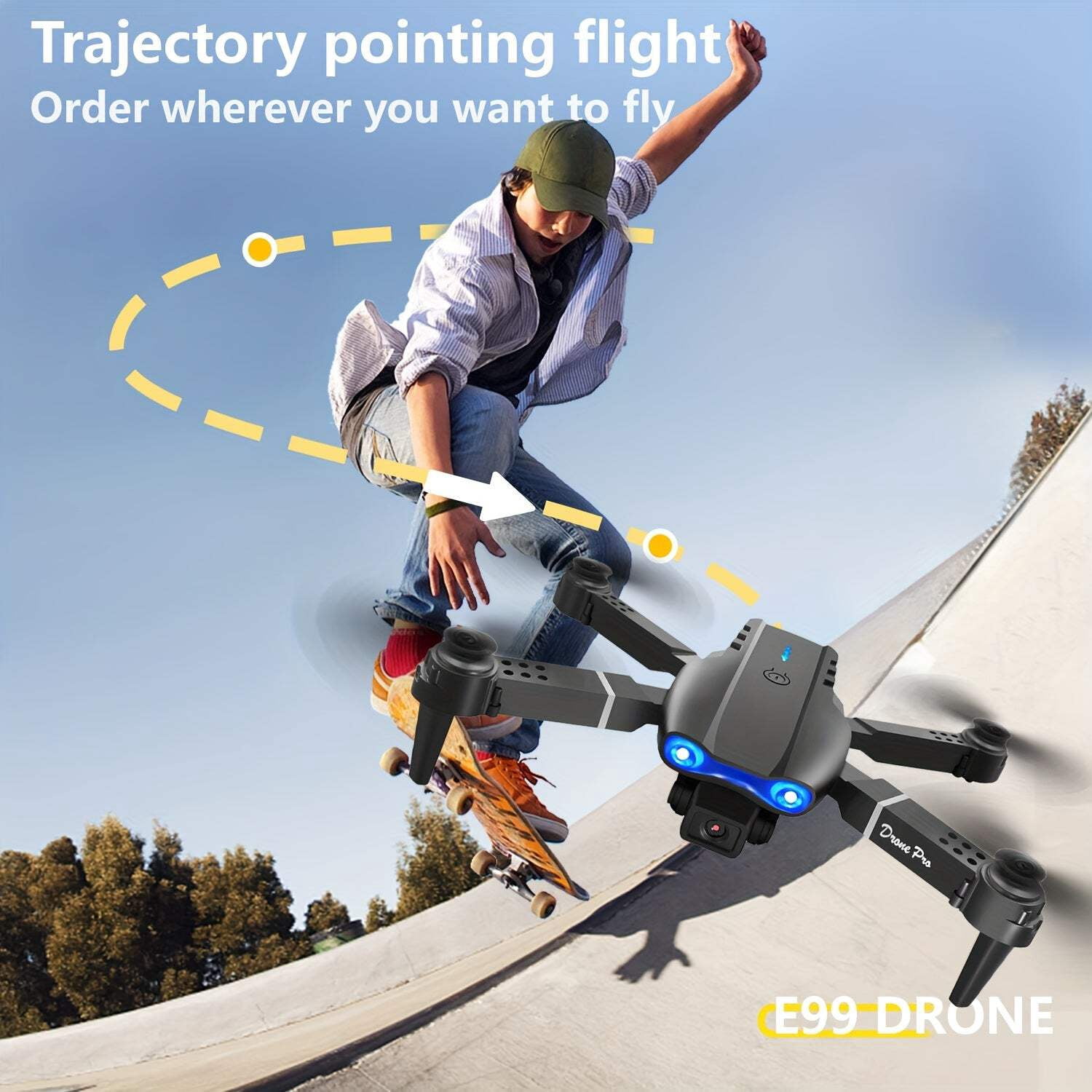 E99 Dual Camera Foldable RC Drone With One-Click Takeoff & Landing, Remote Control Quadcopter For Beginners