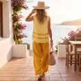 thumbnail image 5 of CIENVNSTG Two Piece Sets for Women Summer Sleeveless Ethnic Boho Striped Vest Loose Wide Leg Pants Vestidos Fashion Streetweeetwear Yellow S, 5 of 8