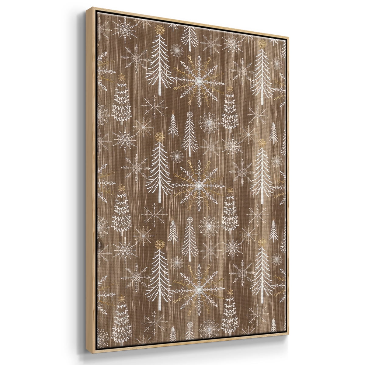 Barnwood Wonderland Collection E - Framed Gallery Wrapped Holiday Canvas - 27 x 41 - Natural Wood Frame
