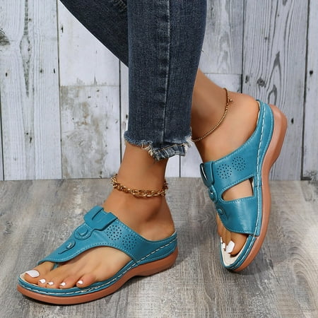 

HOMBOM Slippers For Women Indoor And Outdoor Summer Comfortable Wedge Slippers Women Wear Thick Bottom Casual Beach Sandals