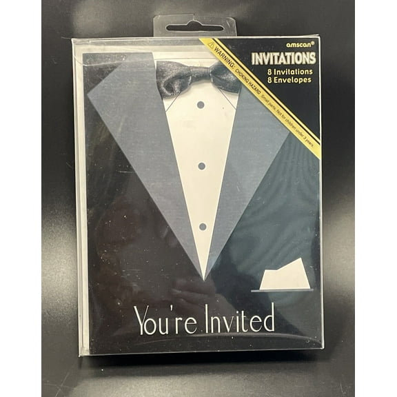 Black Tie Invitations 8ct  Fill In Invitation
