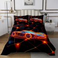 thumbnail image 1 of Erosebridal Neon Race Car Quilt Sets for Queen Size Bed, Abstract Bed Set, Geometric Line Decor 3-Piece, 1 of 5