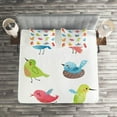 thumbnail image 2 of Ambesonne Animal Quilted Coverlet 3 Pcs, Colorful Humor Bird, Queen Size, Multicolor, 2 of 2