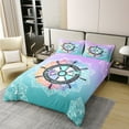 thumbnail image 3 of Erosebridal Rudder 100% Cotton Duvet Cover Full, Boho Flower Bedding Set, Colorful Mandala Starfish Crab Ocean Animal Comforter Cover, Summer Exotic Ombre Geometric Quilt Cover, Blue Purple, 3 of 6