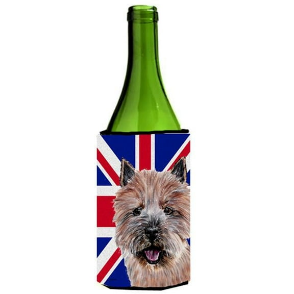 Norwich Terrier With English Union Jack British Flag Wine bottle sleeve Hugger - 24 Oz.