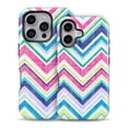 thumbnail image 2 of DesignSkinz Scratch-Resistant Hard Slim Case Compatible with iPhone 16 Pro Max (Compatible with MagSafe) - Vibrant Pink & Blue Layered Chevron Pattern, 2 of 9