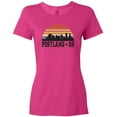 thumbnail image 3 of Inktastic Portland Oregon Skyline Retro Sunset Women's T-Shirt, 3 of 5