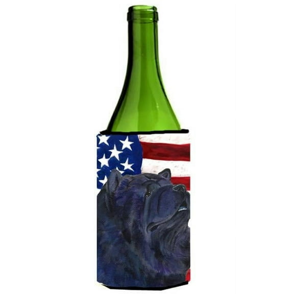 Usa American Flag With Chow Chow Wine Bottle  Hugger - 24 oz.