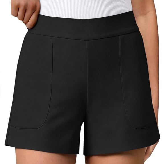 hlysgo Women's Yoga Shorts High Waiste Tummy Control Casual Comfy Shorts Wide Leg Workout Lounge with Pockets Black,3xL