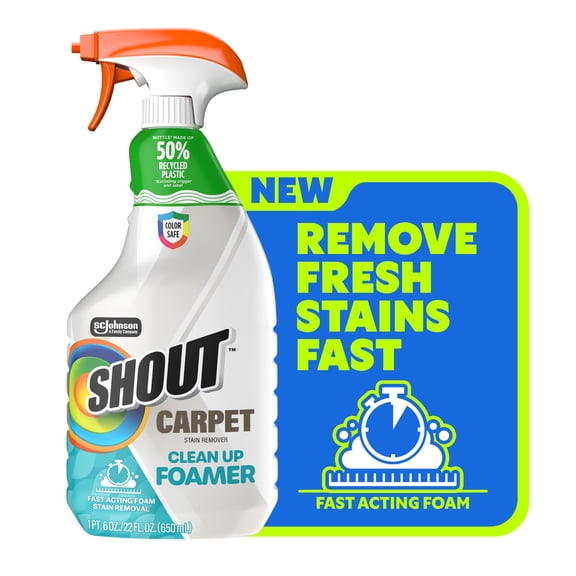 Shout Carpet Clean Up Foamer Rug & Carpet Cleaner, Color Safe and Fast Acting Spot & Stain Remover, 22 oz Trigger Spray