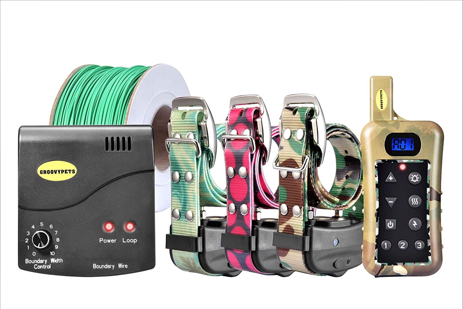 GROOVYPETS Remote 3 Dog Training Shock Collar No Bark Trainer & In