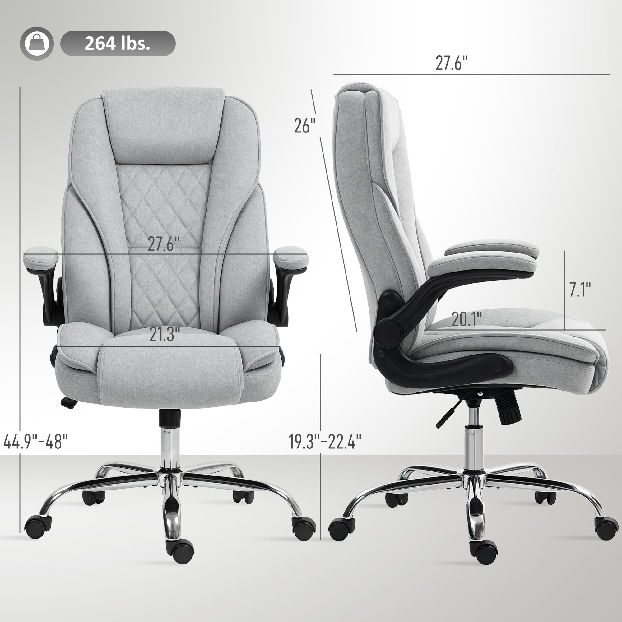 HOMCOM Office Chair, Computer Desk Chair with Flip-up Armrest, Gray