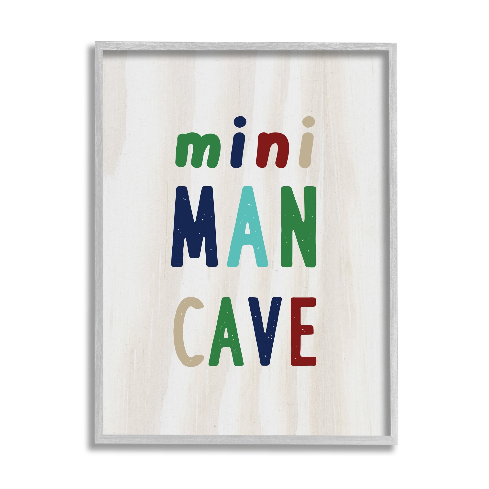 Stupell Industries Playful Mini Man Cave Text Grain Pattern , 16 x 20, Design by Lil' Rue