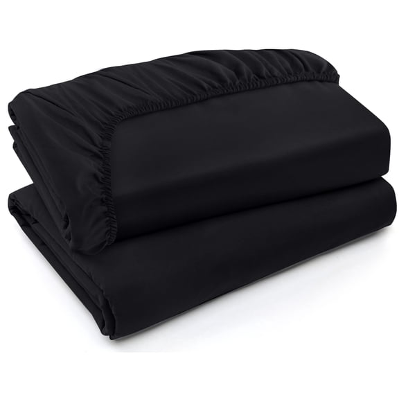 Utopia Bedding Fitted Sheet - Pack of 2 Bottom Sheets - Soft Brushed Microfiber - Deep Pockets, Shrinkage & Fade Resistant - Easy Care Full, Black