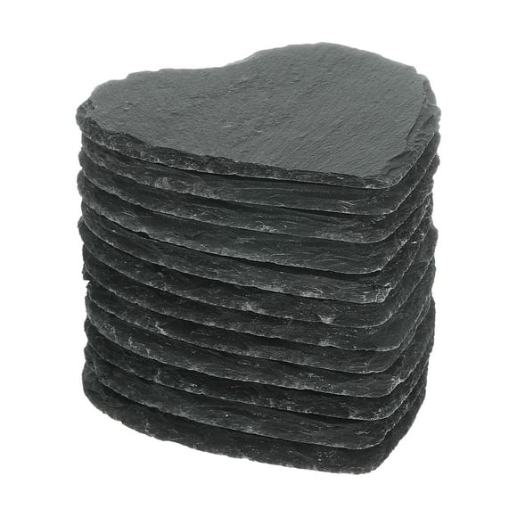 Unique Bargains Slate Drink Coasters,12 PCS 4 x 4 Inch - Heart Bar Stone Coasters for Engraving Handmade (Black)