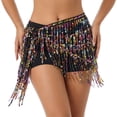 thumbnail image 2 of Womens Sequin Fringe Skirt Shorts Booty Dance Festival Bottoms Sequin Tassel Skirts Rave Fringe Hip Scarf, 2 of 5
