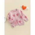 thumbnail image 3 of Sunloudy Infant Baby Cardigan Jackets Heart Print Button Knitted Sweater Tops, 3 of 8