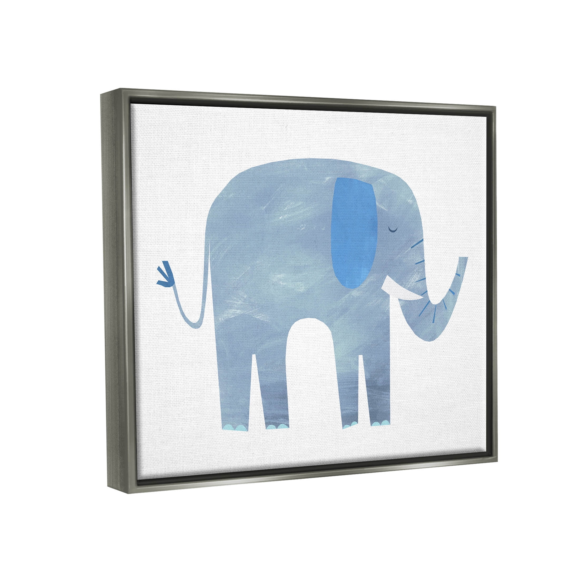 Stupell Industries Elephant Wildlife Animal Shape Graphic Art Luster Gray Floating Framed Canvas Print Wall Art, Design by Emily Kopcik