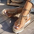 thumbnail image 2 of IUJSOY Flip Flops for Women Espadrilles Boho Rhinestone Platform Sandals Slingback Wedges Heels, 2 of 8