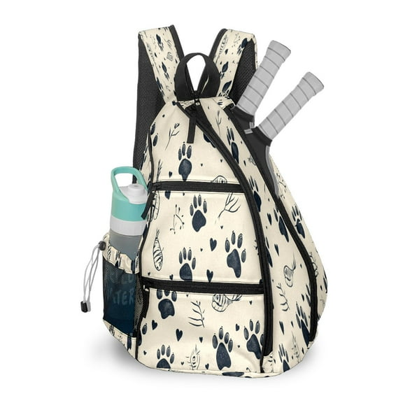Pickleball Bags for Men Women Pickleball Backpack with Large Capacity Lightweight Adjustable Pickleball Sling Bag Hold Paddles, Balls, Accessories Footprints