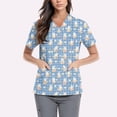 thumbnail image 2 of Easter Womens Scrub Tops Holiday V Neck Funny Bunny & Egg Printed Scrub Shirts Loose Casual Short Sleeve Scrubs Nursing Uniform Medical Nurse Workwear with Pockets Blue XL, 2 of 5