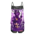 thumbnail image 4 of Wowcloth Women's Sexy Halloween Lace Sling Sleeveless Tank & Splicing Shorts Casual Pajamas Set, 4 of 5
