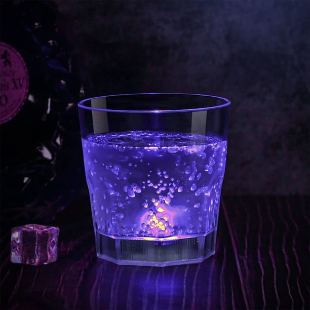 Copas LED con luz de 12oz | Vasos de vaso brillantes con 8 modos multicolores, acrílico apto para alimentos, pilas reemplazables | Bebedería de bar de fiesta, reutilizable, fácil de limpiar, rojo,