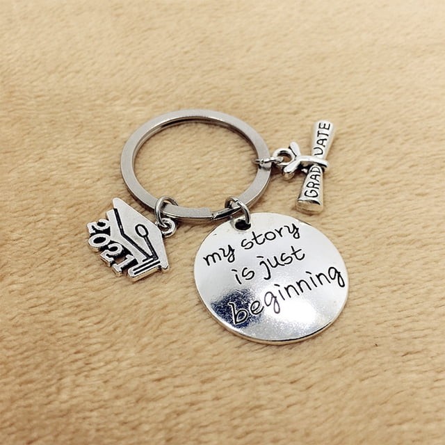 Llaveros para mujer, llavero de billetera, llavero de auto, llavero lindo de la clase de 2021, llavero escolar, regalo de graduación conmemorativo, protector de polvo de acero inoxidable.