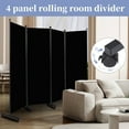 thumbnail image 6 of YASRKML 6FT 4 Panel Rolling Room Divider, Self-lockable Room Dividers and Folding Privacy Screens with Wheels, Partition Privacy Screens , Portable Wall Divider for Room Separation, Black, 6 of 7