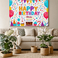 thumbnail image 5 of Colorful Happy Birthday Banner with Balloons Cupcakes and Cake Background Party Supplies for Birthday Party Decoration Photography Props Decorations, 5 of 7