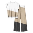 thumbnail image 1 of Besolor Womens 2 Piece Outfits 2024 Summer Tracksuit Color Block Sleeveless Tops and Long Pants Lounge Sets Plus Size, 1 of 4