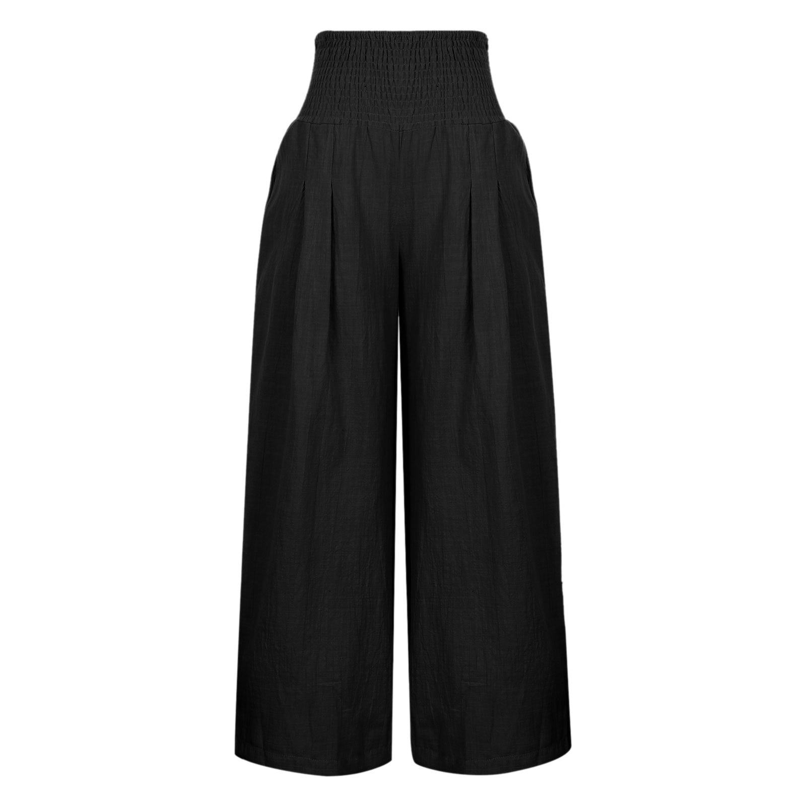 Black linen high waisted pants clearance