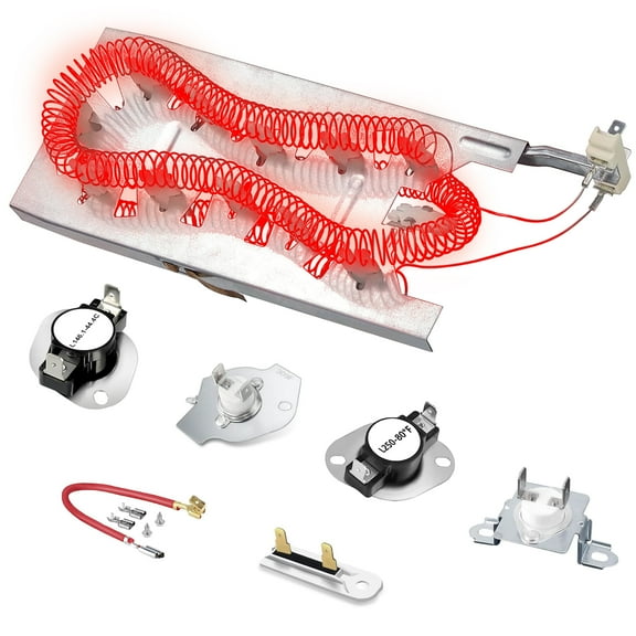 Upgraded 3387747 Dryer Heating Element for Whirlpool Kenmore Maytag Dryer, WP3387747 W11344457 W11045584 Dryer Heater Heating Element with 3392519 279816 279973 Thermal Fuse Kit for Whirlpool Dryers
