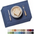 thumbnail image 2 of Placemats Set of 4 Linen Blue Placemats Heat Resistant Dining Table Place Mats Kitchen Table Mats, Indigo, 2 of 6