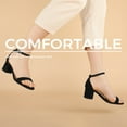 thumbnail image 3 of ELElax Heels for Women Open Toe Ankle Strap Chunky Heel Sandals 2.25 Inch Suede Low Heeled Sandal Casual Party Wedding Event Summer Shoes，Black,Size 8, 3 of 6