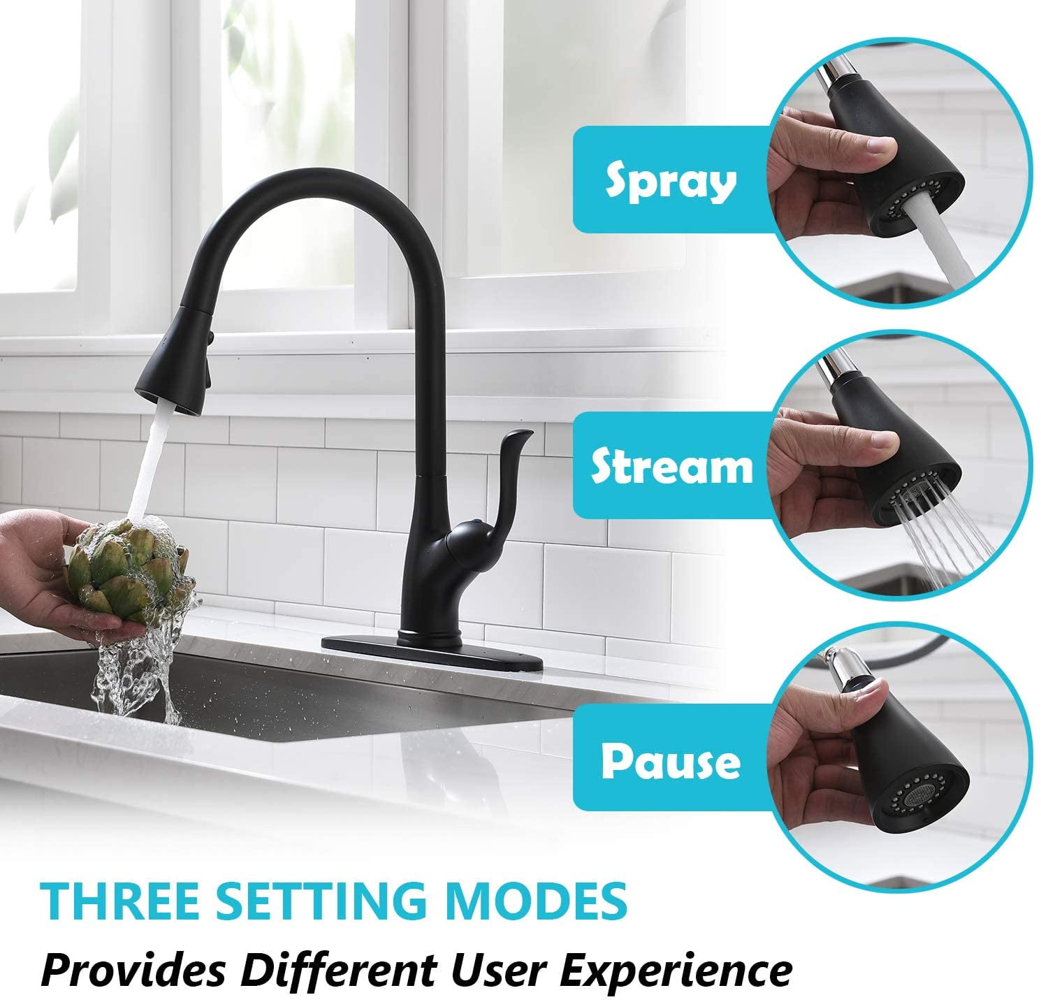 Appaso APS149MB Matte Black Kitchen Faucet