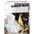 thumbnail image 4 of No Hook Cloth Fabric Shower Curtain with Snap in Liner, Yellow Gnomes Waterproof Shower Curtains Set with See Through Top Window, Sunflower Bee Brown Wood Abstract Art Bath Curtains Shower 48"x72", 4 of 6