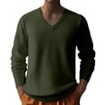 thumbnail image 5 of Wutalume Men's Fashion V-Neck Casual Knit Lightweight Dress Sweater Long Sleeve Slim Fit for Fall and Winter Pullover Style,Army Green L, 5 of 7