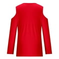 thumbnail image 4 of Tao Womens Cold Shoulder Tops and Blouses, Long Sleeve Shirts Criss Cross Scoop Neck Tops Fall Clohtes 2024 Trendy RedM, 4 of 5