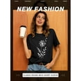 thumbnail image 4 of Xuanfei Women Dandelion Graphic Round Neck Short Sleeve T-Shirt, 4 of 7