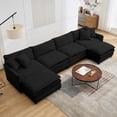 thumbnail image 3 of SZLIZCCC Modular Sectional Sofa with Movable Ottoman, L/U Shaped Chenille Fabric Couch with High - End Material,Flexible Combination for Living Room, Office, Apartment Black4+2, 3 of 8