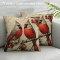 thumbnail image 3 of Nawypu  Pillow Covers Winter Christmas Cardinal Bird Red Berries Decorative Throw Pillows Cardinal Red Birds Decorative Square Covers Home Decor for Sofa Couch 18"x18" Winter Holiday Decorations, 3 of 5