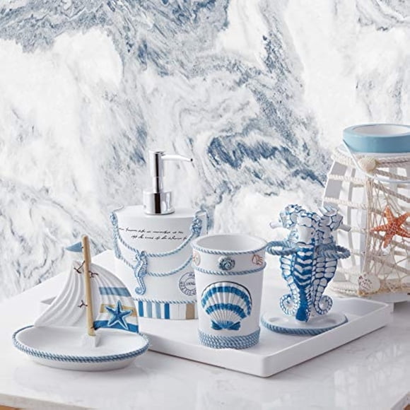 Sweet Home Collection Juegos de accesorios de baño Colecciones únicas Moderno Clásico Contemporáneo Decorativo Hermosos diseños Bañera y ducha D cor, 4 piezas, Vida en la playa Sweet Home Collectio NA