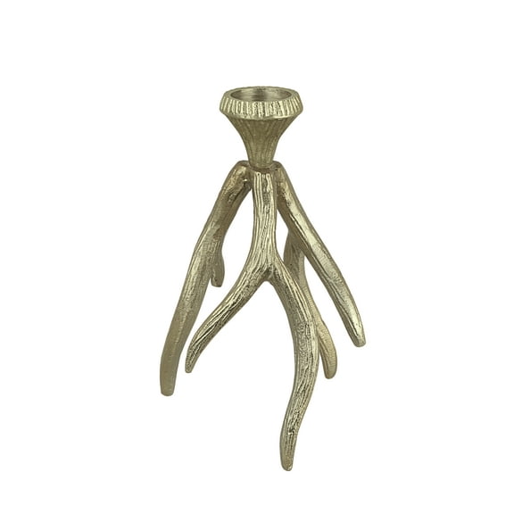 Aspen Creative 16402-11, Antique Brass Aluminum Candle Holder, 6-1/4" L x 6-1/4" W x 10-5/8" H