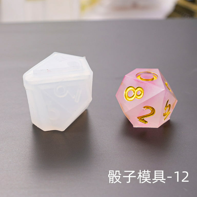 TRINGKY 8 Shapes DIY Playing Dice Mold Faceted Cube Round Dice Mold Crystal  Resin Mold Kit Dice Digital Game Dice Silicone Mould 