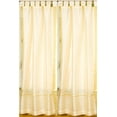 thumbnail image 3 of Tab Top Sheer Sari Curtains 43"W x 84"L matching tiebacks- Handcrafted Cream Indian Drapes Unlined for light & airy ambience Perfect for Living/Bedroom/Dining Room Sold in Pairs, 3 of 6
