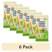 (6 pack) Earth's Best Organic Teething Crunchy Sticks Garden Veggie Puffed Baby Snack, 0.56 oz Bag