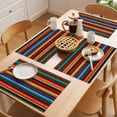 thumbnail image 5 of Mexico Stripes Placemats Set of 8 Colored Abstract Striped Orange Red Boho Place Mats Indoor Wipeable Table Mats Washable Cloth Dining Table Placemats for Kitchen Holiday Party Home Decor 13x19 Inch, 5 of 9