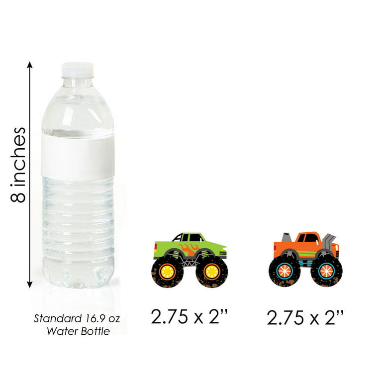 Monster Truck Jam Printed Birthday Stickers Water Bottle Address