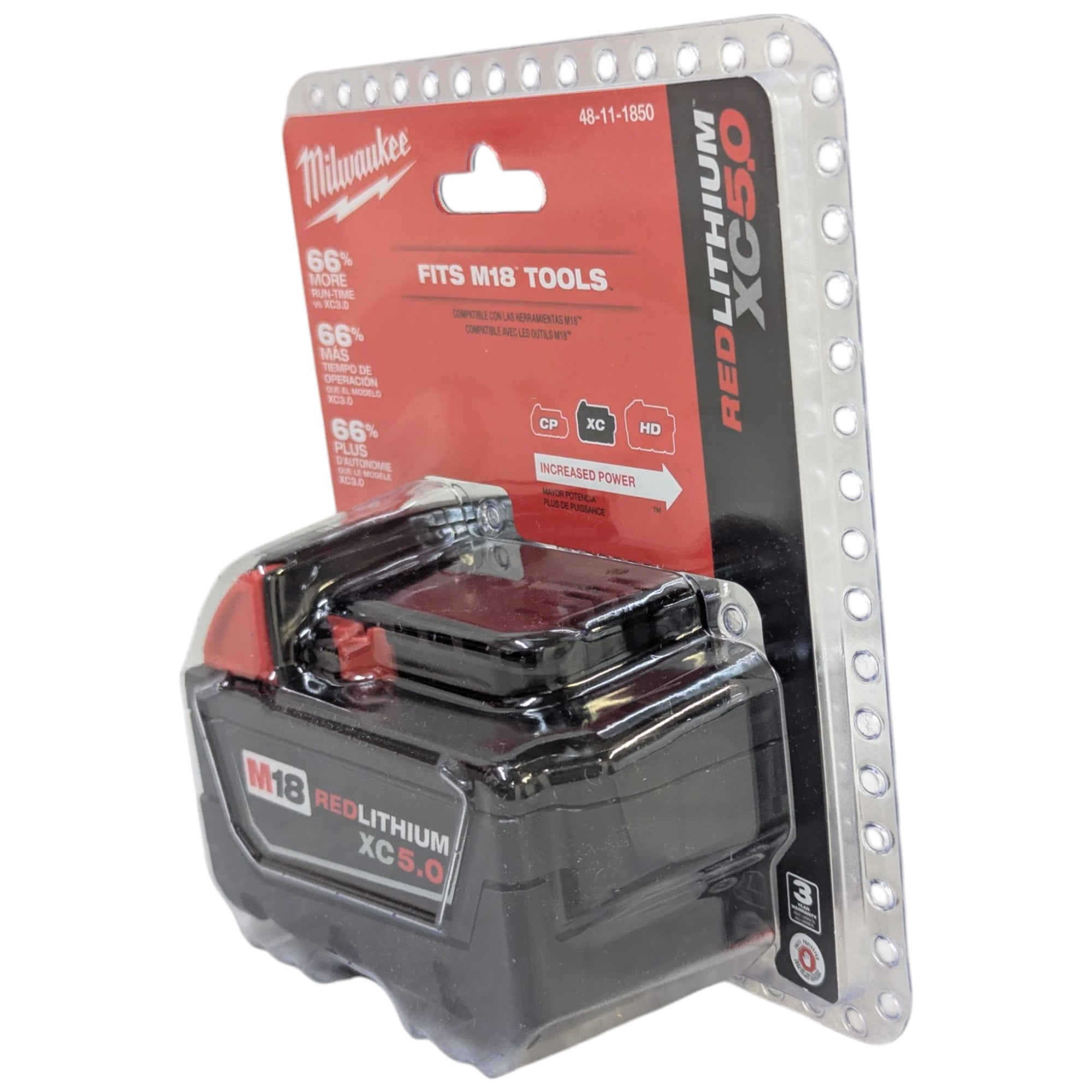 Milwaukee 48-11-1850 M18 REDLITHIUM XC 5.0Ah Battery Pack – 18V Lithium-Ion Rechargeable Power Tool Battery